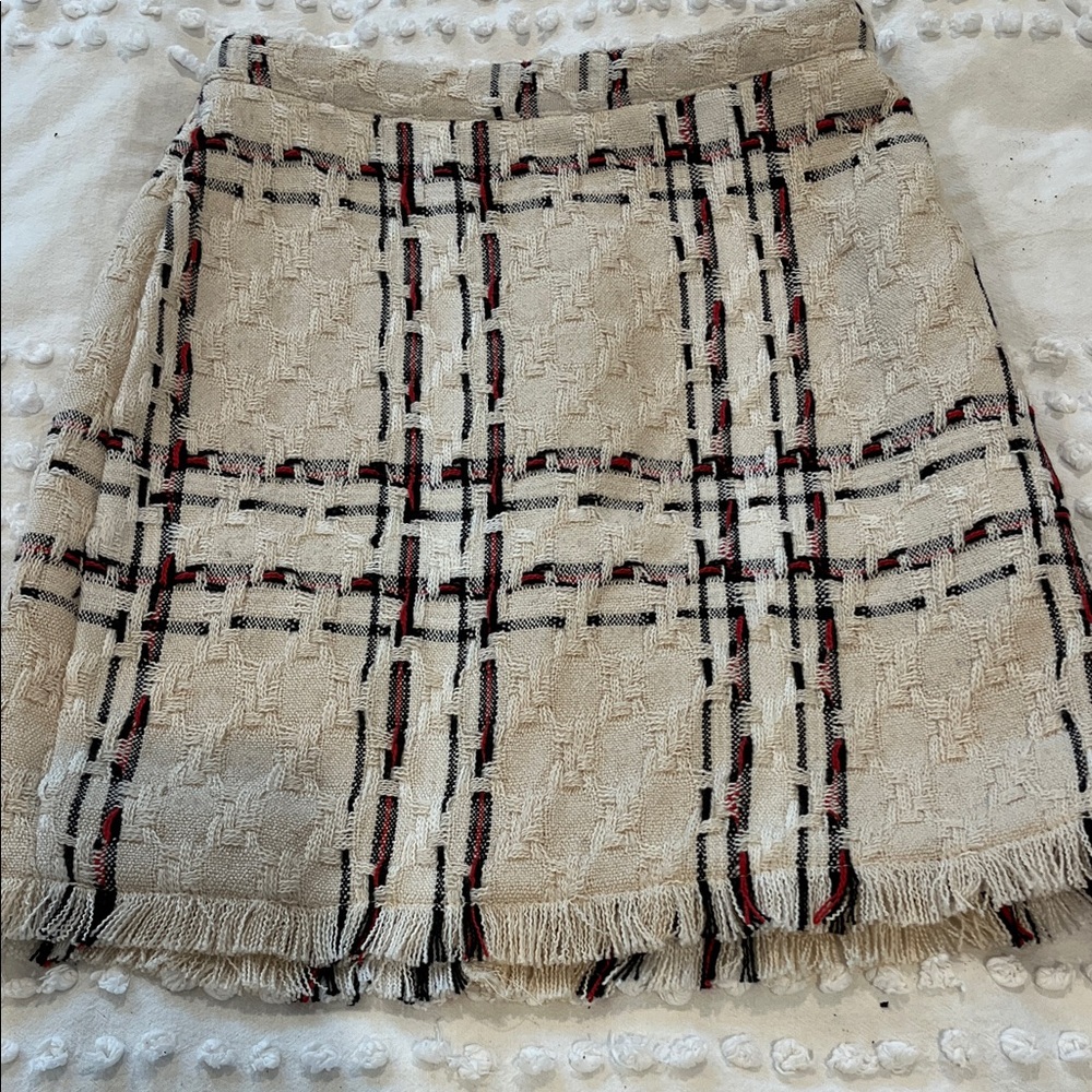 Plaid Beige and Black Women's Skirt